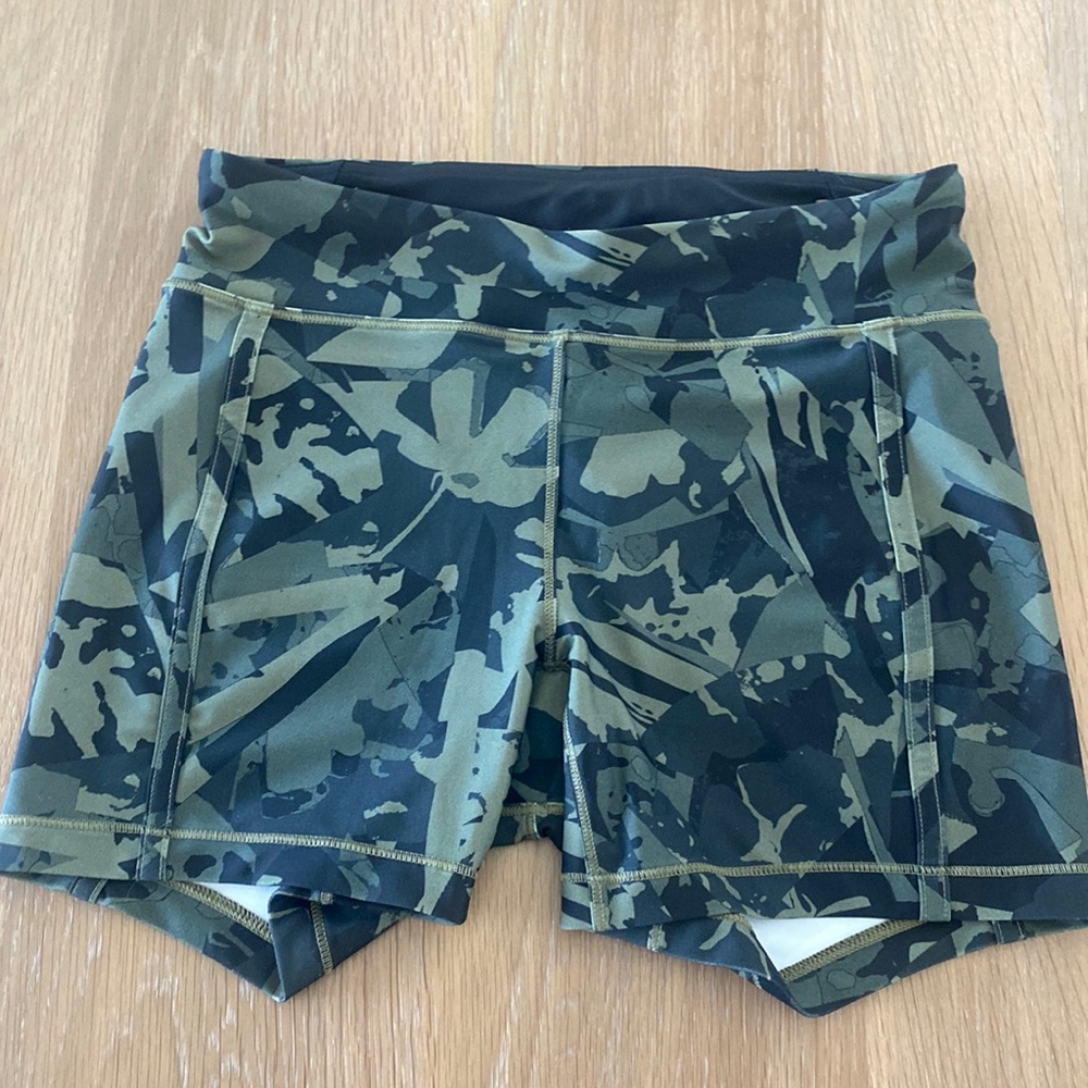 lululemon athletica Green Camo Bike Shorts
